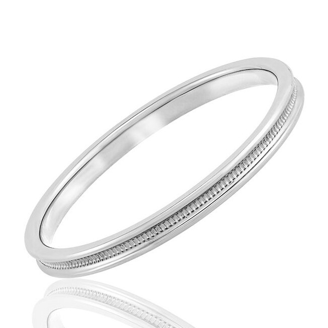 2MM RECESSED MILGRAIN BAND 14KW SZ7