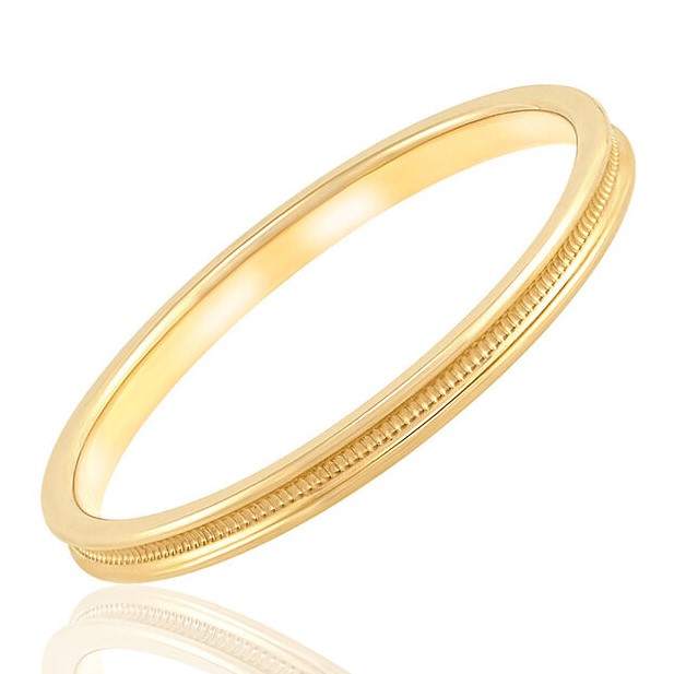 2MM RECESSED MILGRAIN BAND 14KY SZ7