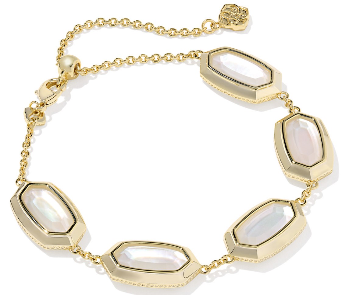 KENDRA SCOTT ELAINA BEZEL CHAIN BRAC YELLOW W/IVORY MOP