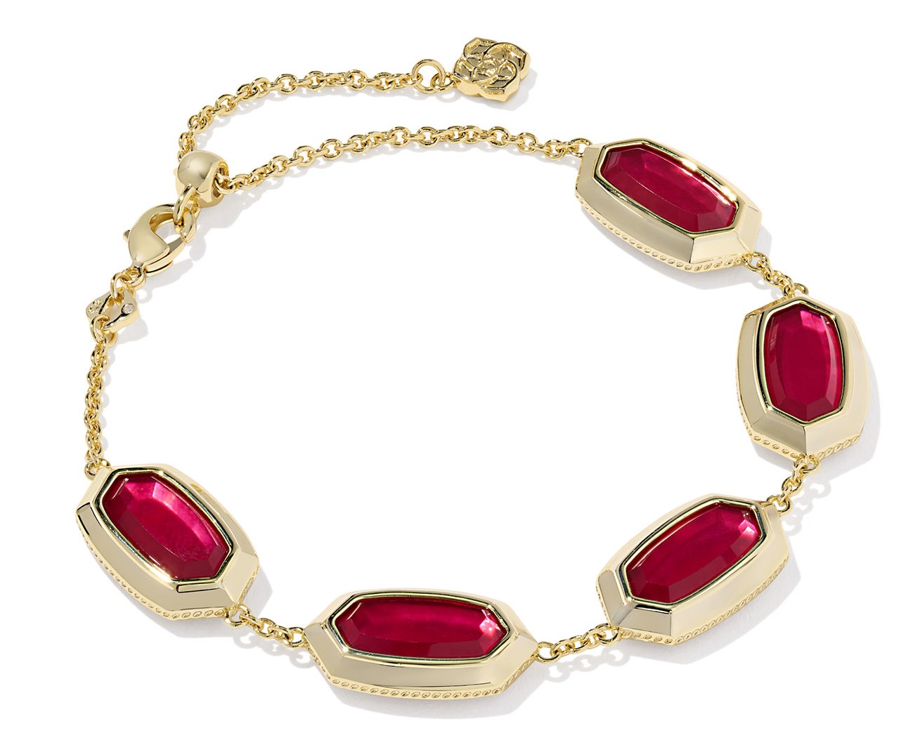 KENDRA SCOTT ELAINA BEZEL CHAIN BRAC YELLOW W/CARMNE RED ILLSN