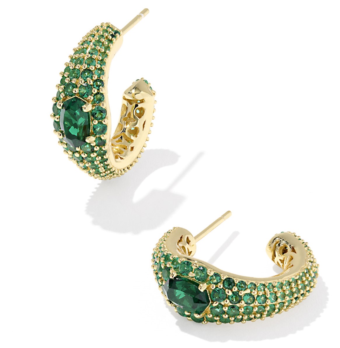 KENDRA SCOTT BELLA HOOP ER YELLOW DARK GREEN CRYSTAL