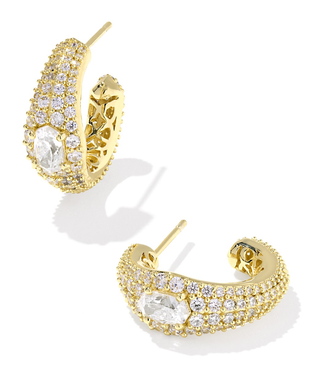 KENDRA SCOTT BELLA HOOP ER YELLOW W/WHITE CZ