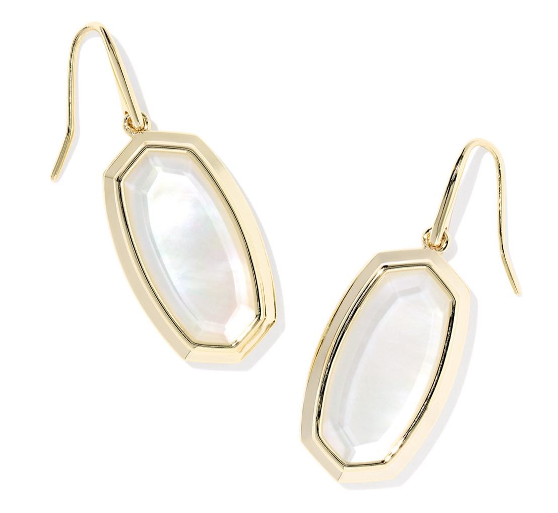 KENDRA SCOTT DANI BEZEL DROP ER YELLOW W/IVORY MOP