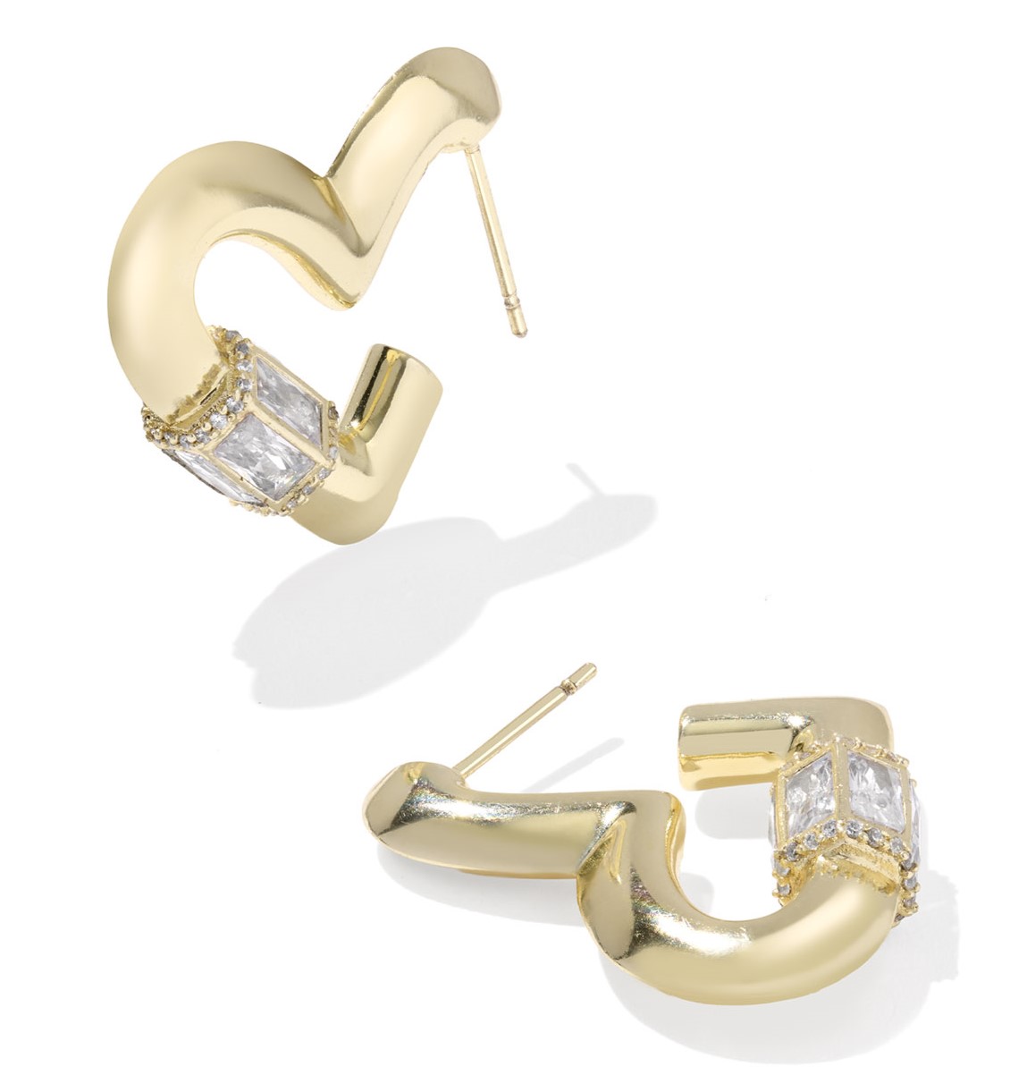 KENDRA SCOTT EMERY HEART HOOP ER YELLOW W/ WHITE CZ