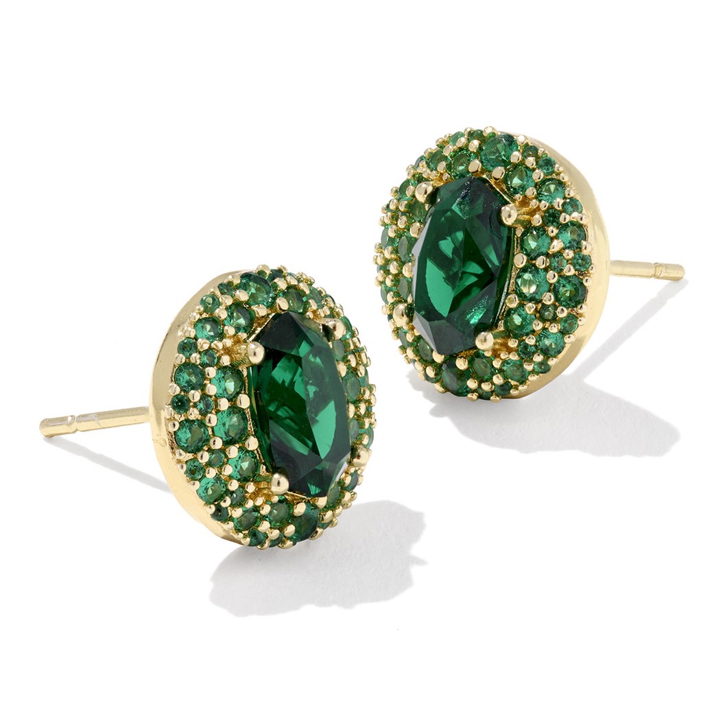 KENDRA SCOTT BELLA STUD ER YELLOW W/DARK GREEN CRYSTAL