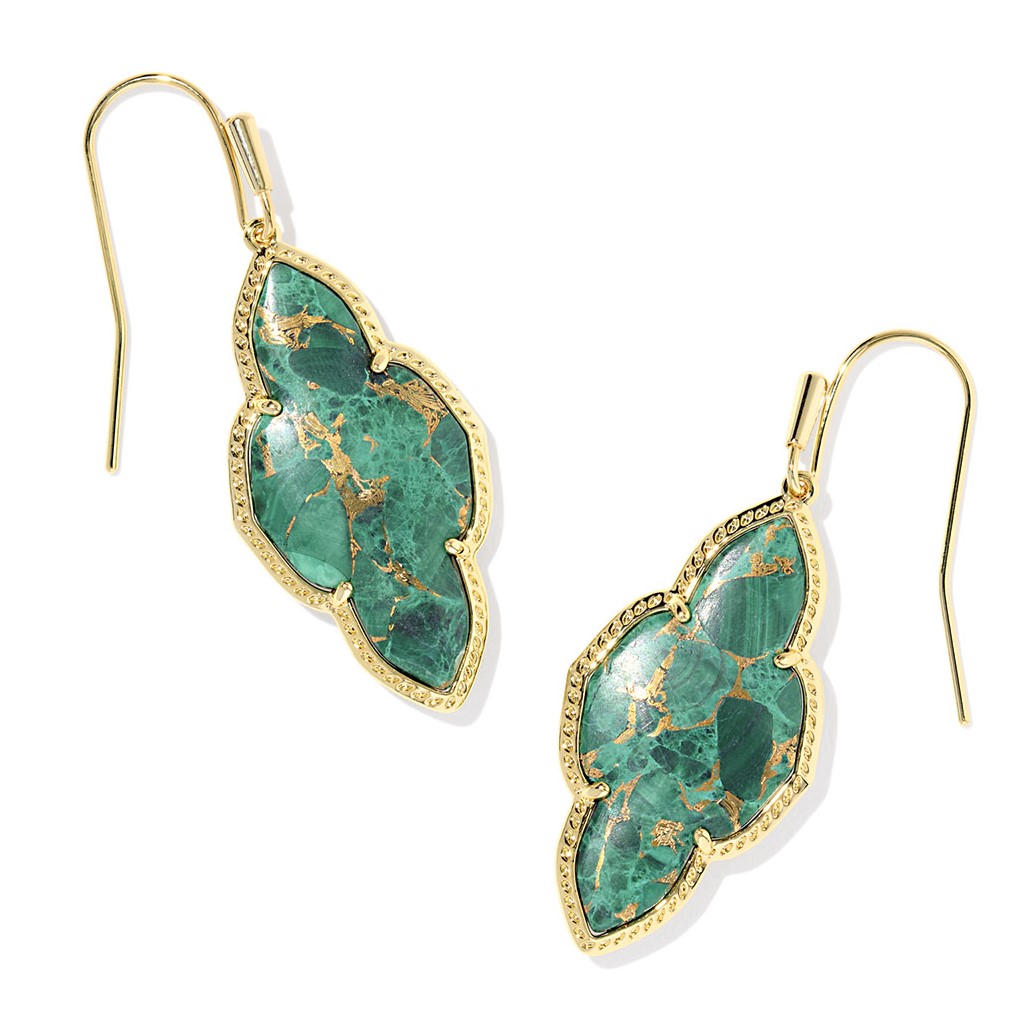 KENDRA SCOTT ABBIE DROP ER YELLOW W/BRZ VND MALACHITE