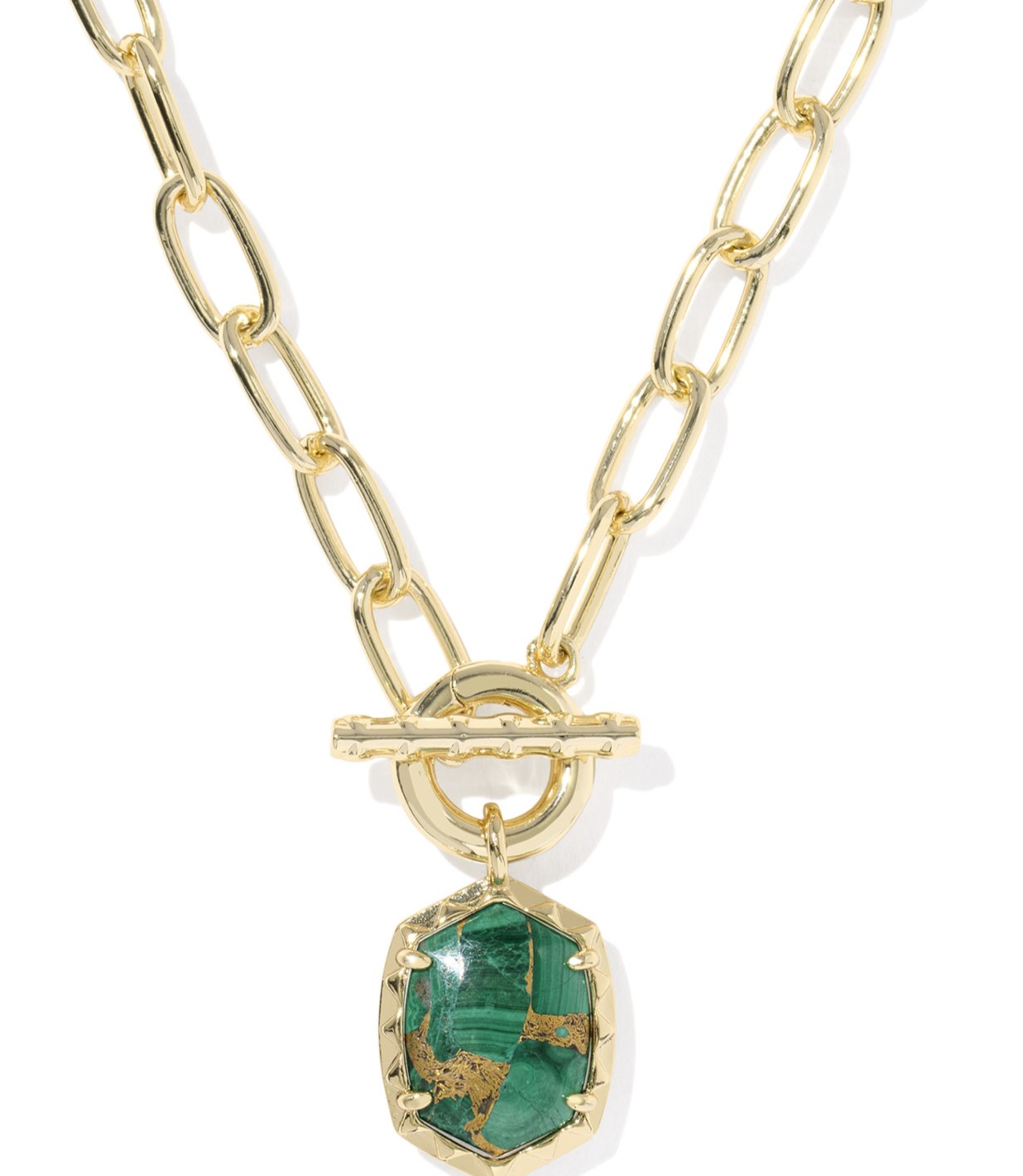 KENDRA SCOTT DAPHNE LINK CHAIN NCK YELLOW W/BRZ VND MALACHITE