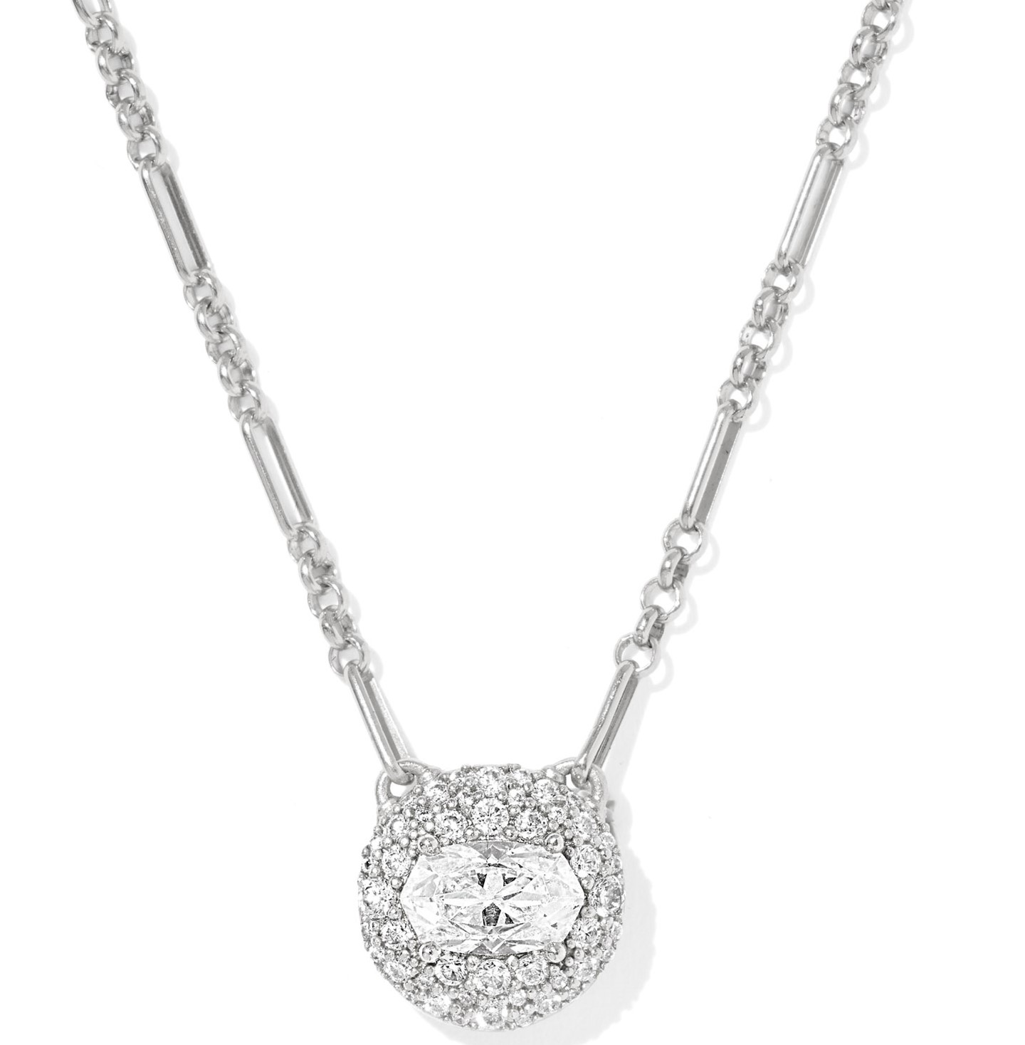 KENDRA SCOTT BELLA SHORT PNDNT NCK RHOD W/WHITE CZ