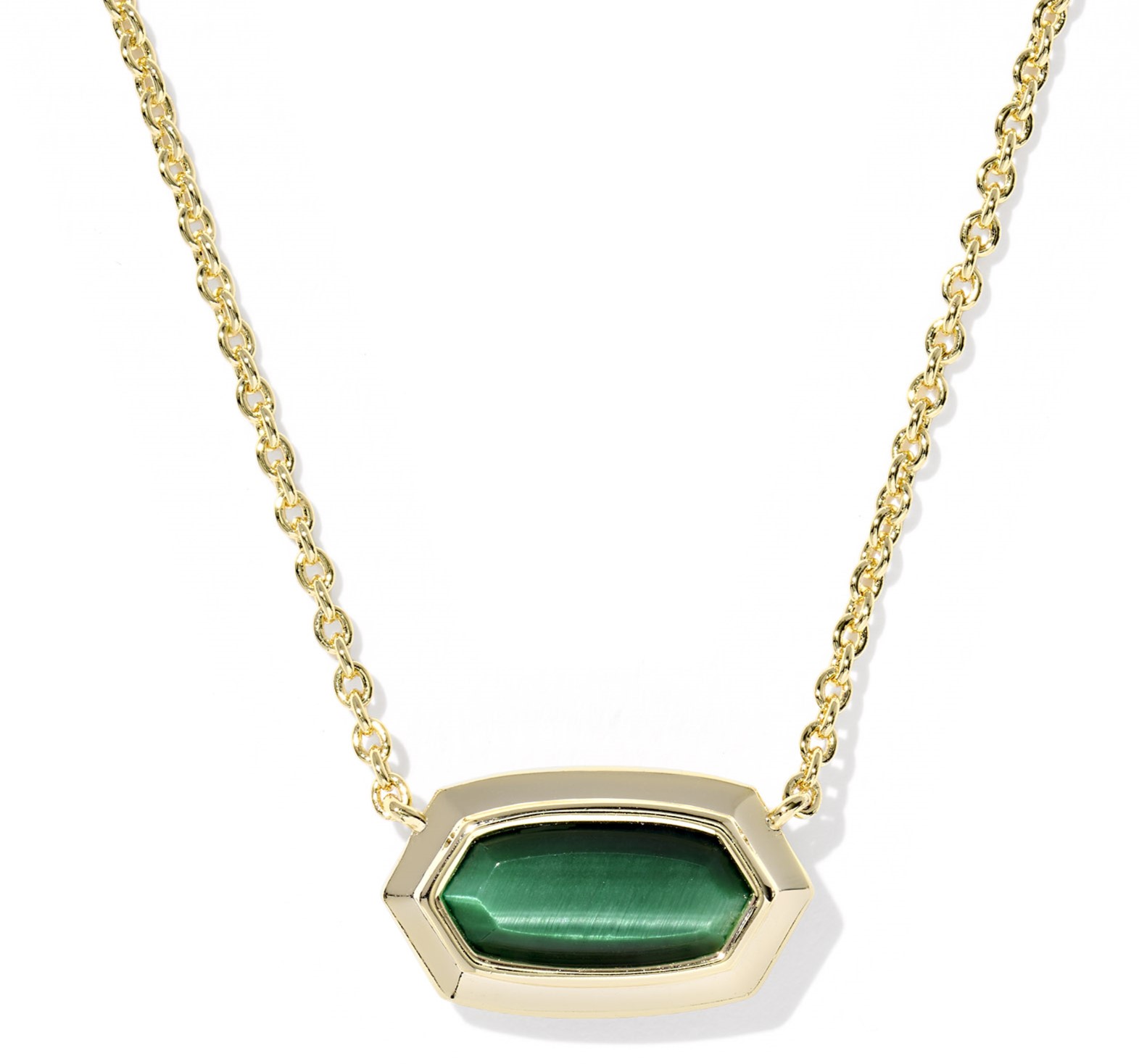 KENDRA SCOTT ELISA BEZEL PNDNT YELLOW W/GREEN TIGERS EYE