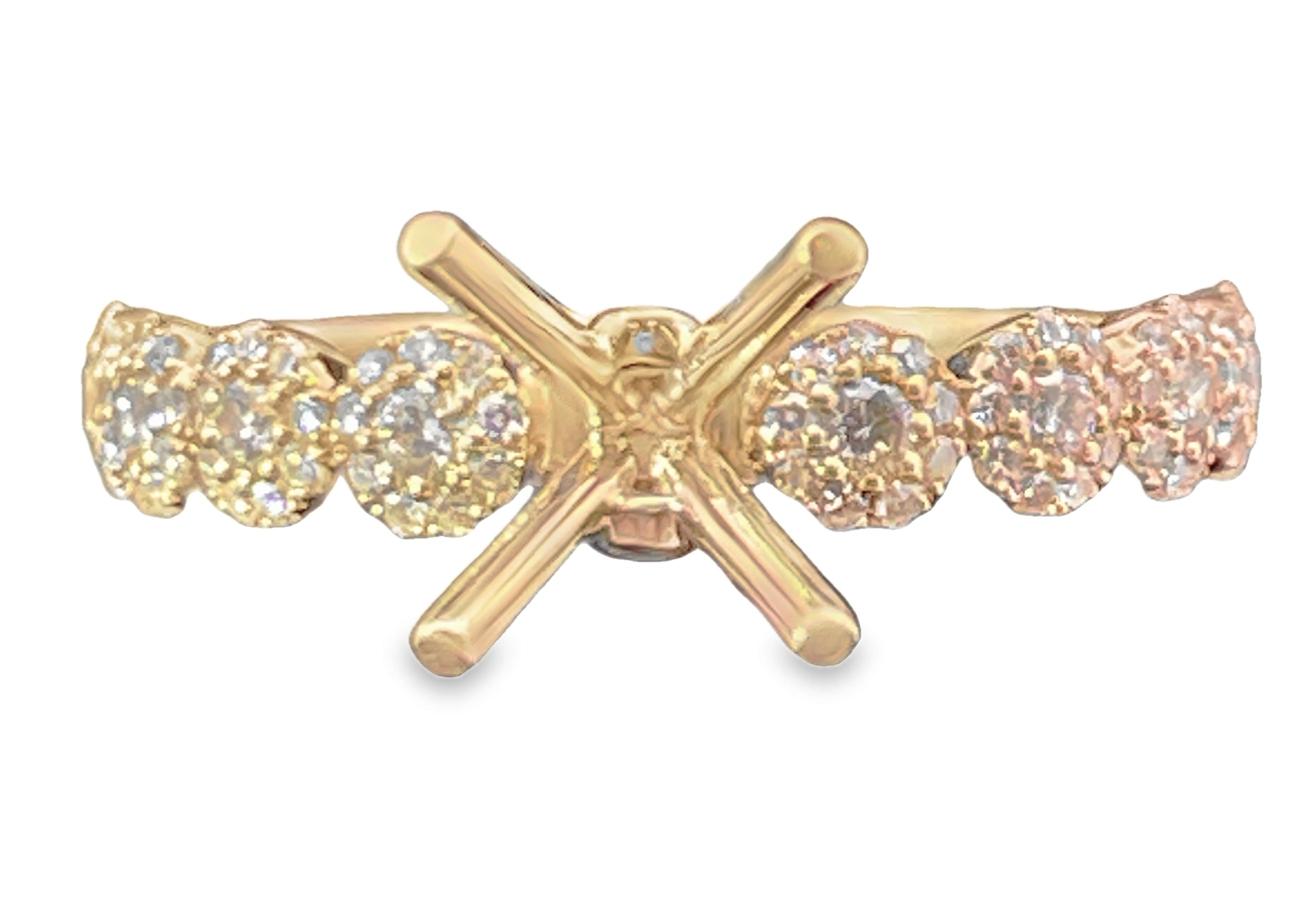 82 ROUND DIAMONDS 8 ROUND CLUSTER STATIONS ENGAGEMENT RING SEMI MOUNTING 14KY