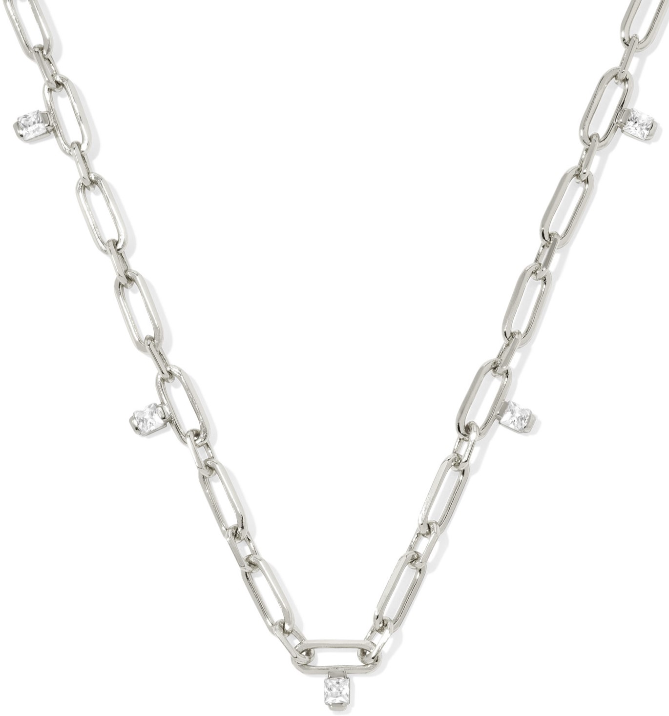 KENDRA SCOTT CECELIA RHOD WHITE CRYSTAL NECKLACE