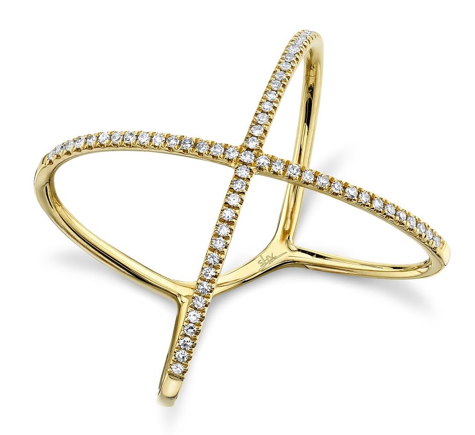 .18CTW 61 ROUND DIAMOND "X" WIDE RING 14KY