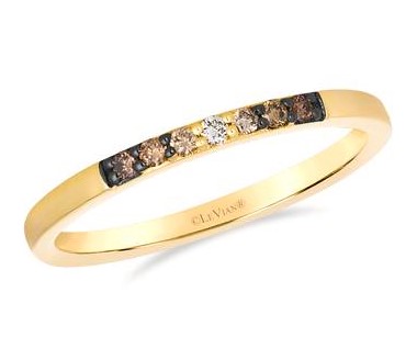 LE VIAN CHOCOLATE OMBRE DIAMONDS LDS 7 ROUND DIAMOND BAND .09CTW 14KY