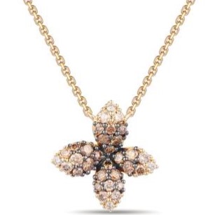 LE VIAN CHOCOLATE OMBRE DIAMONDS BLOSSOM CENTER ADJUSTABLE NECKLACE CONTAINING: 33 ROUND DIAMONDS .46CTW 14KY