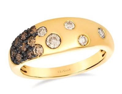 LE VIAN CHOCOLATE OMBRE "SCATTER" DIAMONDS LDS TAPERED BAND RING CONTAINING: 14 ROUND DIAMONDS .67CTW 14KY