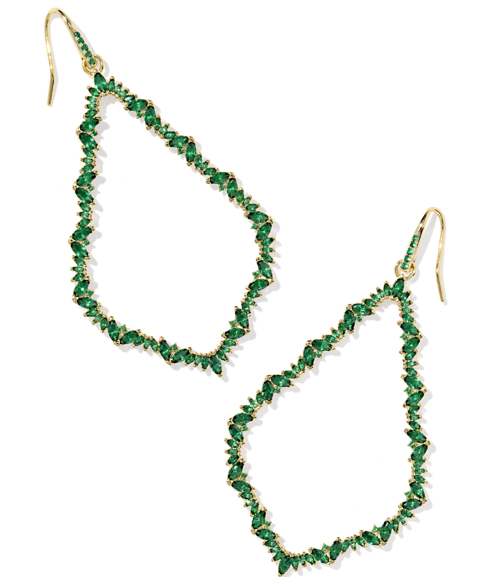 KENDRA SCOTT SOPHEE GREEN CRYSTAL GOLD TONE EARRINGS