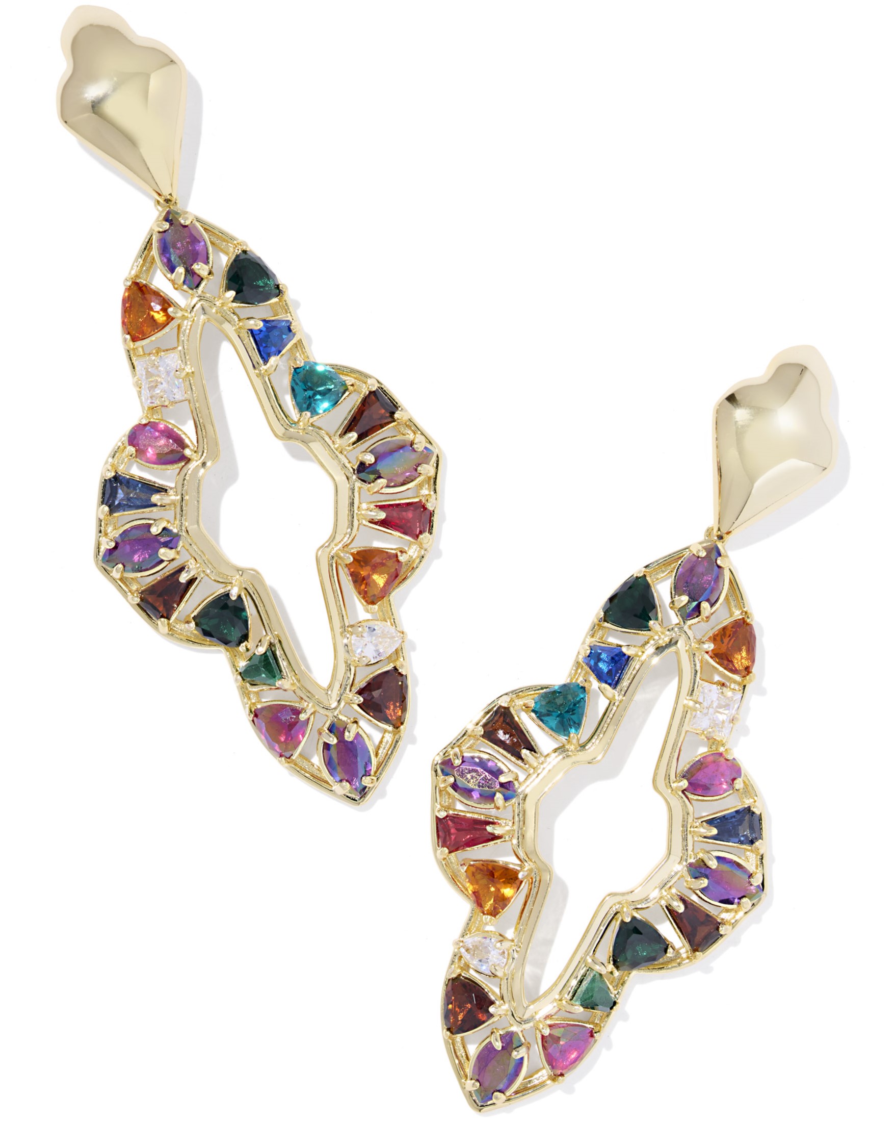 KENDRA SCOTT ABBIE MULTI MIX GOLD TONE STATEMENT EARRINGS