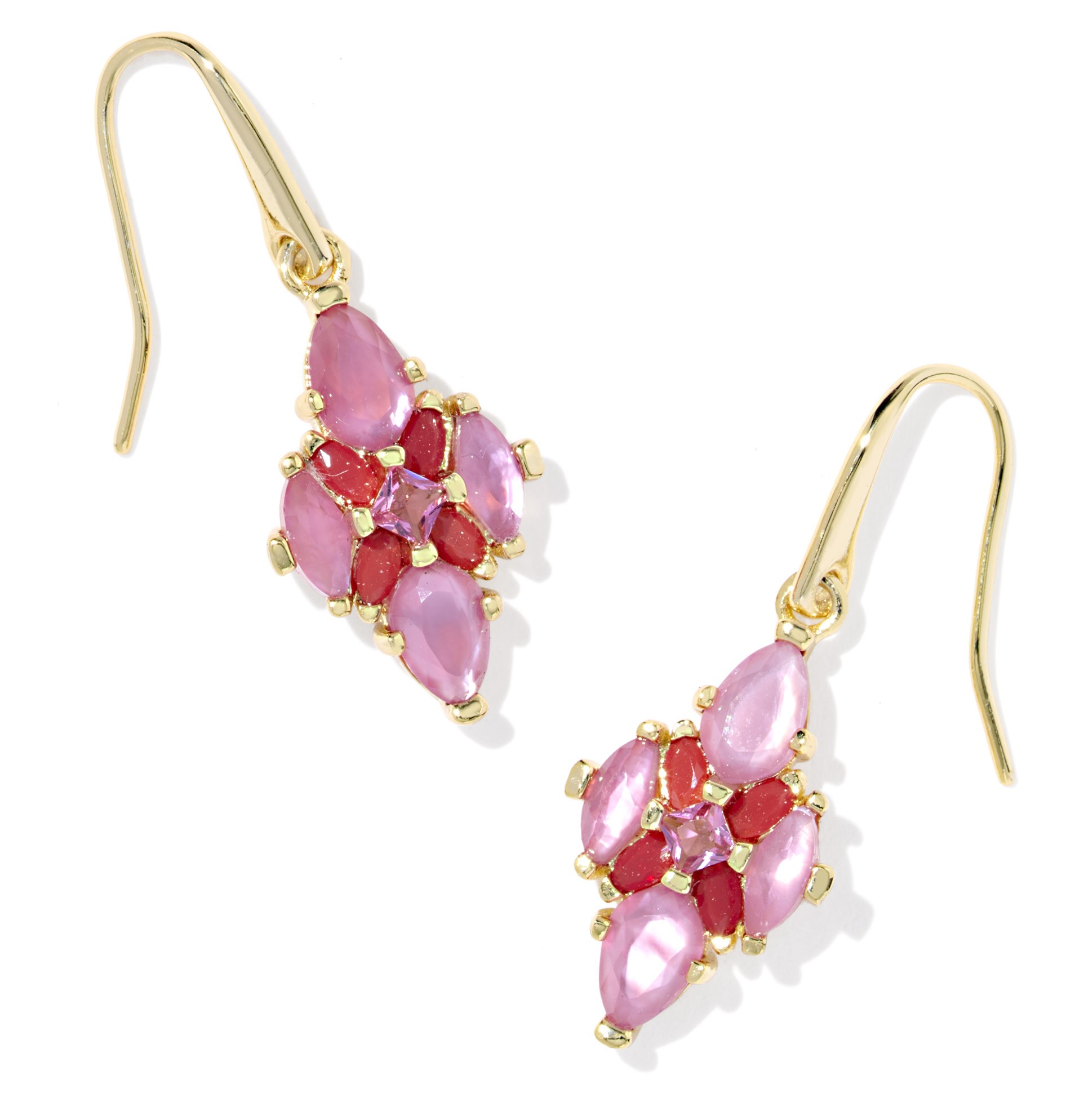 KENDRA SCOTT ABBIE PINK MIX GOLD TONE DROP EARRINGS
