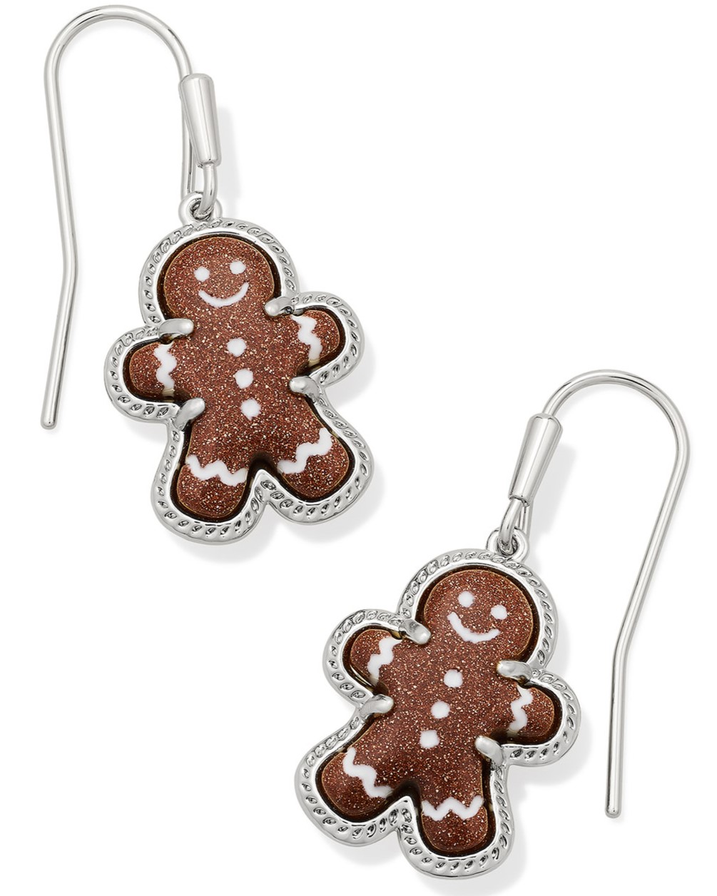 KENDRA SCOTT GINGERBREAD BROWN GOLDSTONE RHODIUM DROP EARRINGS