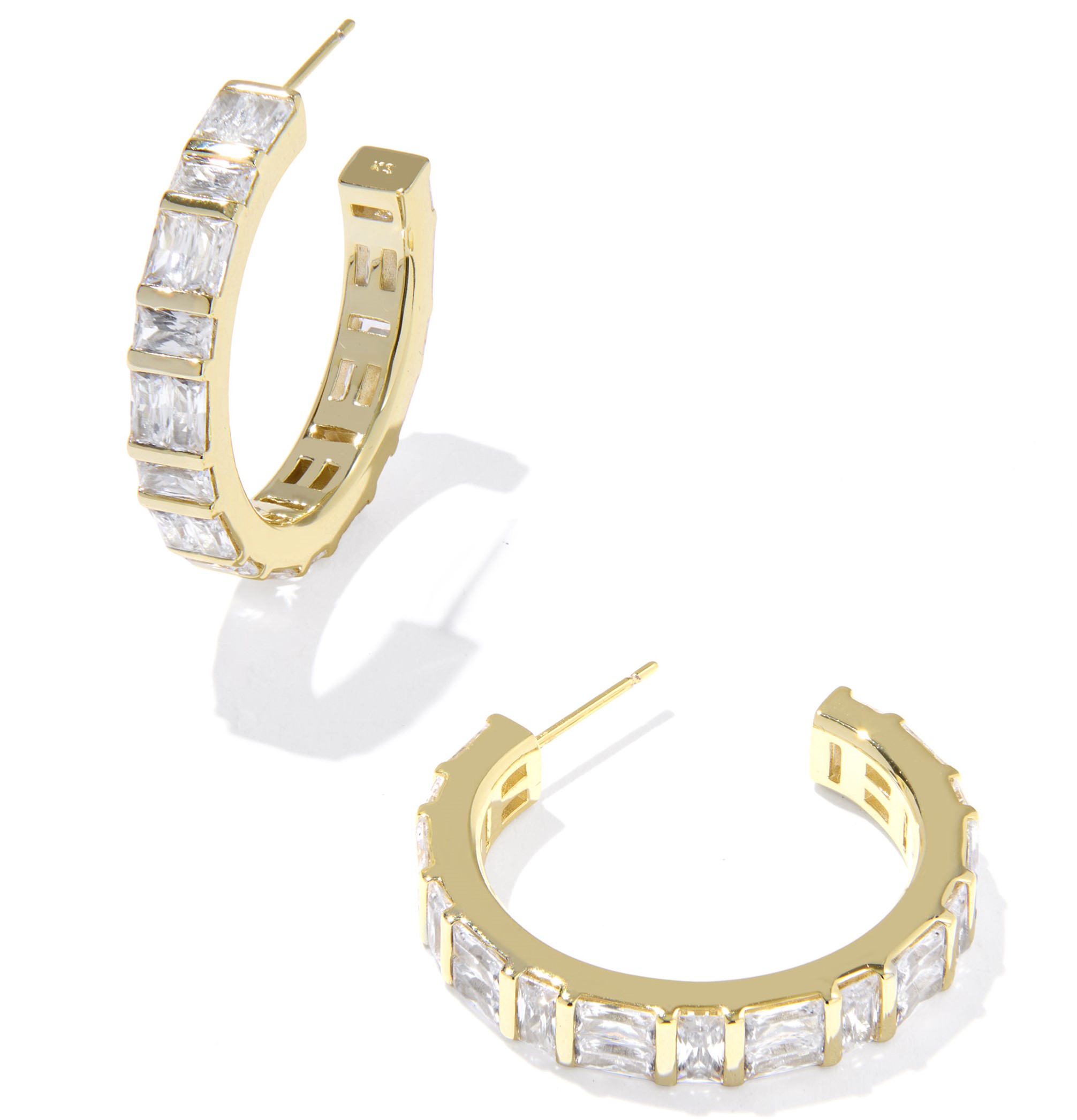 KENDRA SCOTT JAMIE WHITE CZ GOLD TONE HOOP EARRINGS
