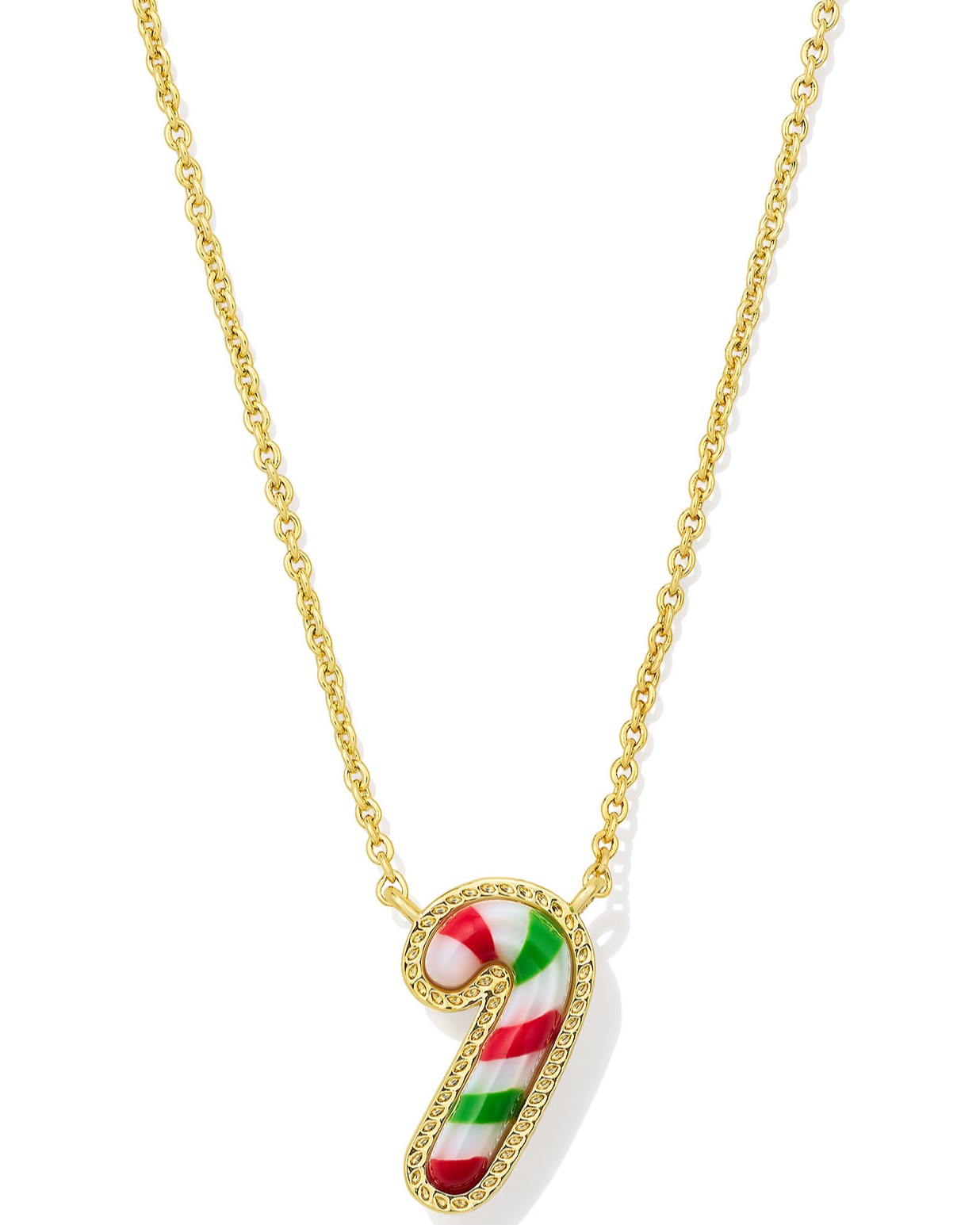 KENDRA SCOTT CANDY CANE RED/GREEN MIX GOLD TONE PENDANT NECKLACE