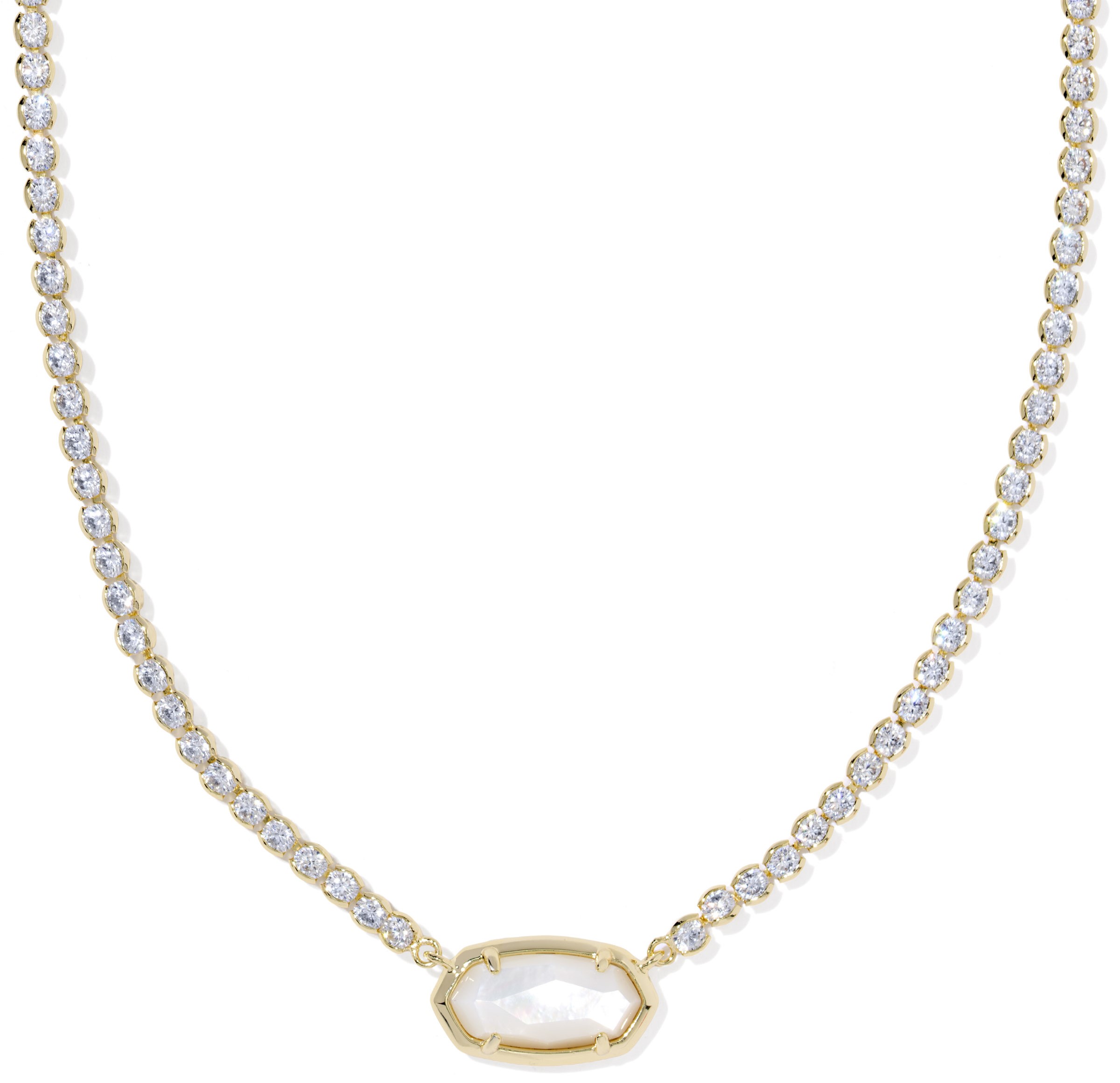 KENDRA SCOTT ELISA IVORY MOTHER OF PEARL GOLD TONE TENNIS NECKLACE