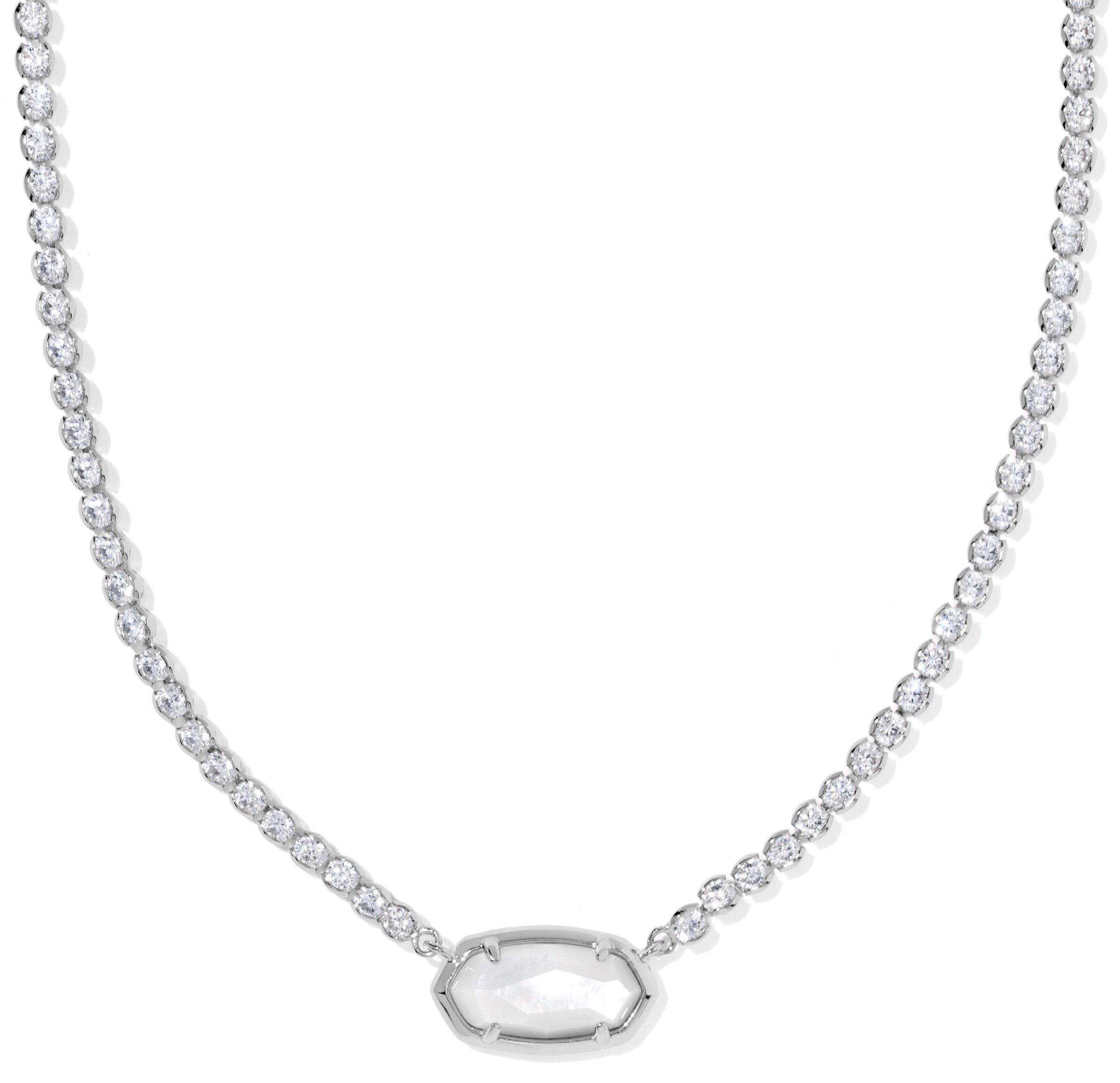 KENDRA SCOTT ELISA IVORY MOTHER OF PEARL RHODIUM TENNIS NECKLACE