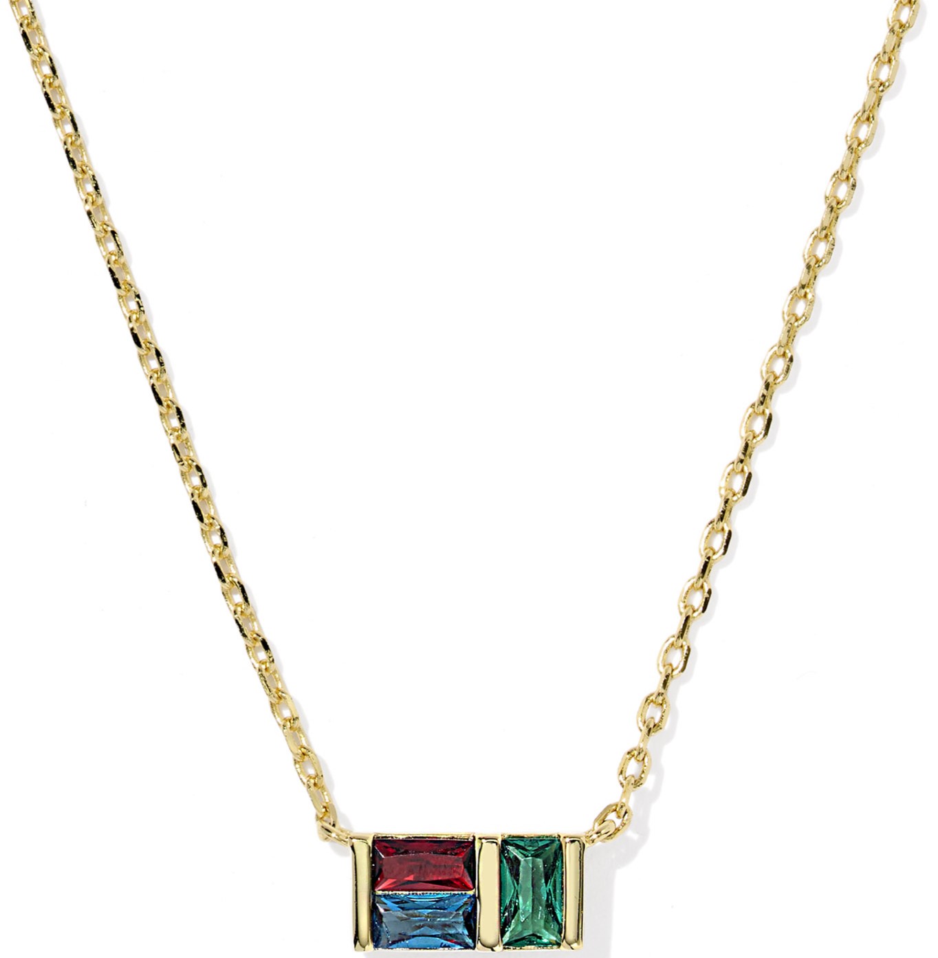 KENDRA SCOTT JAMIE MULTI MIX GOLD TONE SHORT PENDANT NECKLACE