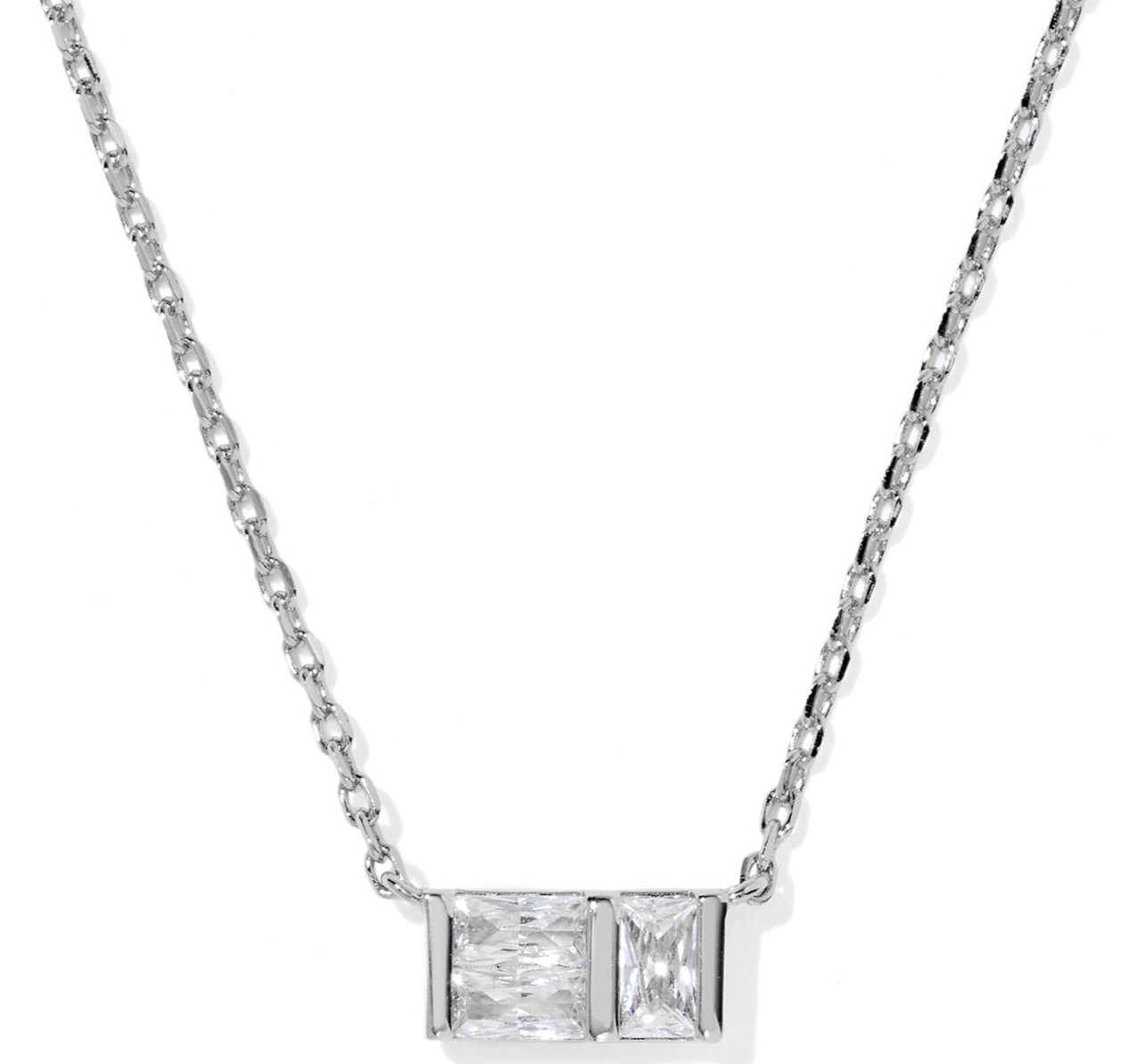 KENDRA SCOTT JAMIE WHITE CZ RHODIUM SHORT PENDANT NECKLACE
