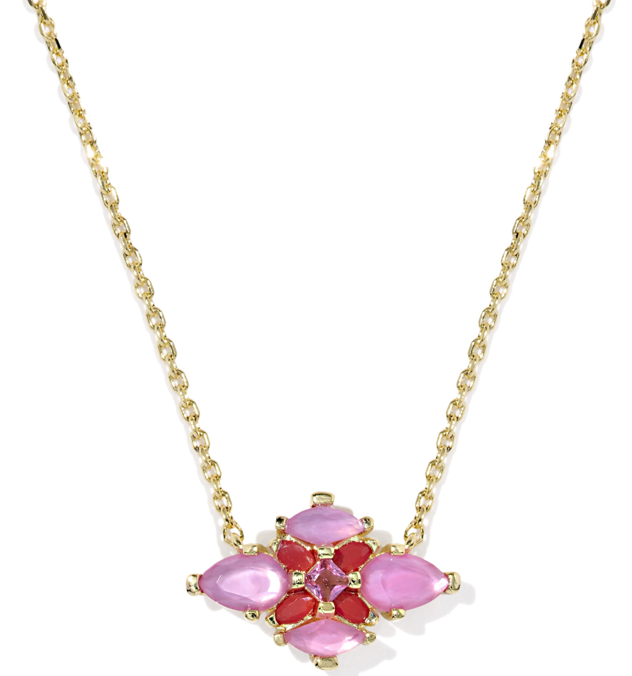 KENDRA SCOTT ABBIE PINK MIX GOLD TONE PENDANT NECKLACE