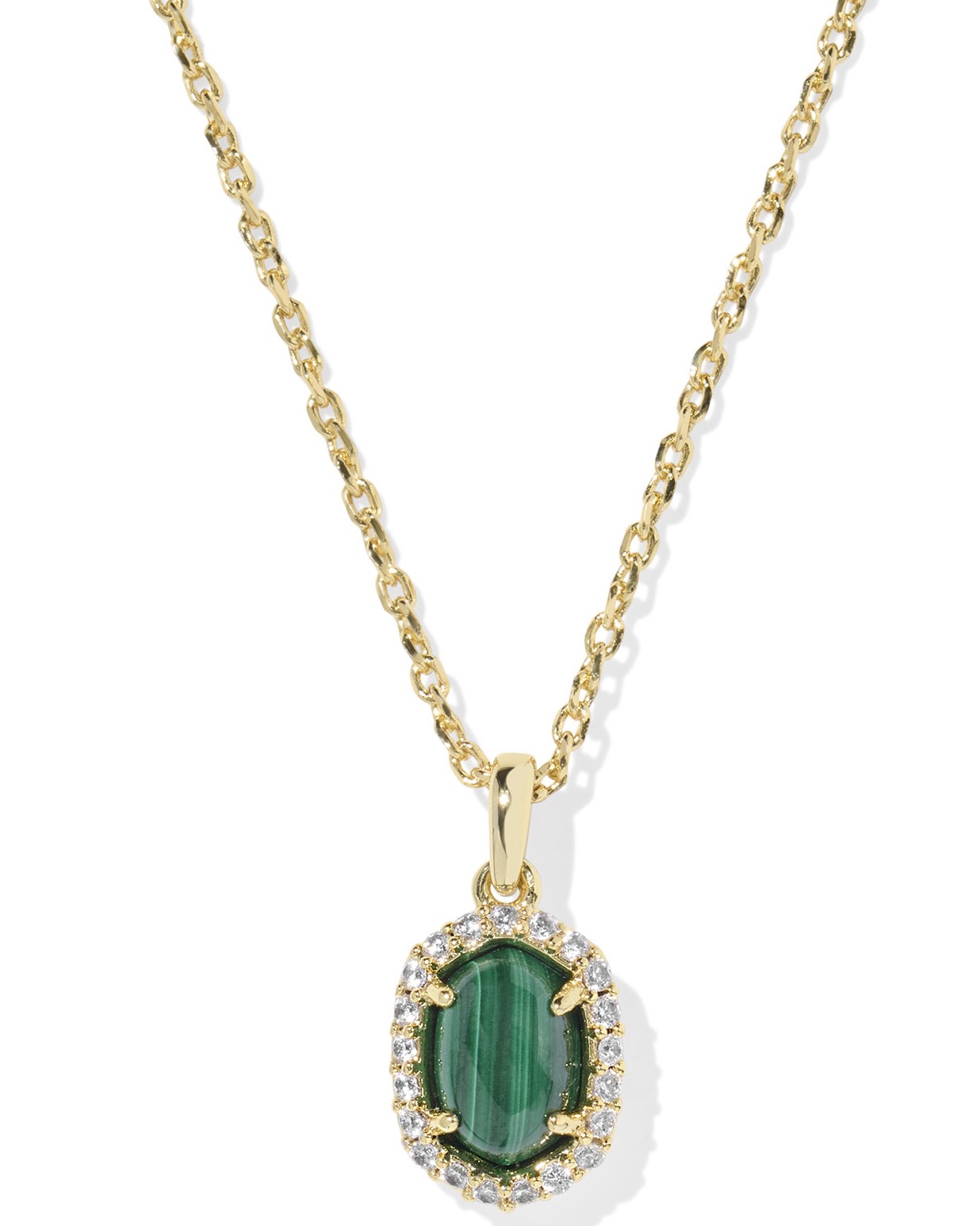 KENDRA SCOTT DAPHNE GREEN MALACHITE GOLD TONE PENDANT NECKLACE