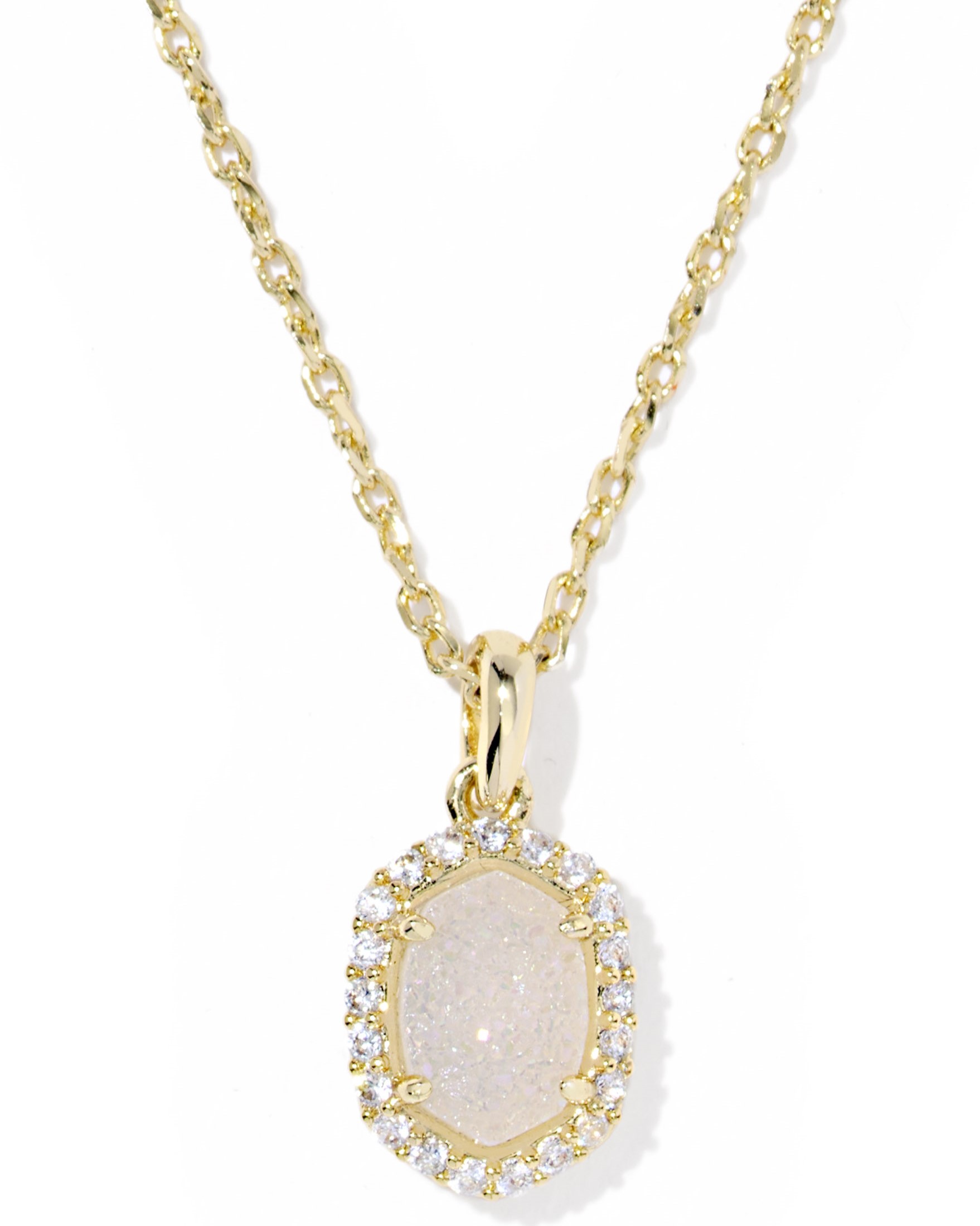 KENDRA SCOTT DAPHNE IRIDESCENT DRUSY GOLD TONE PENDANT NECKLACE