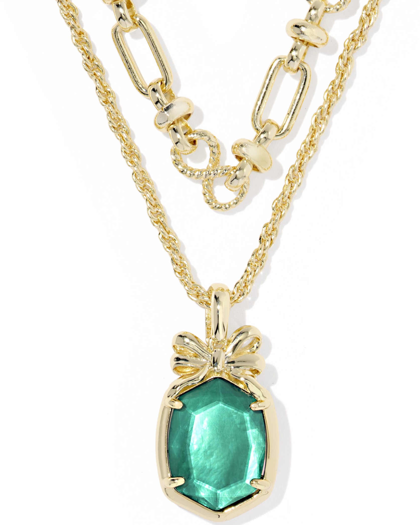 KENDRA SCOTT DAPHNE BOW PINE ILLUSION GOLD TONE MULTI STRAND NECKLACE