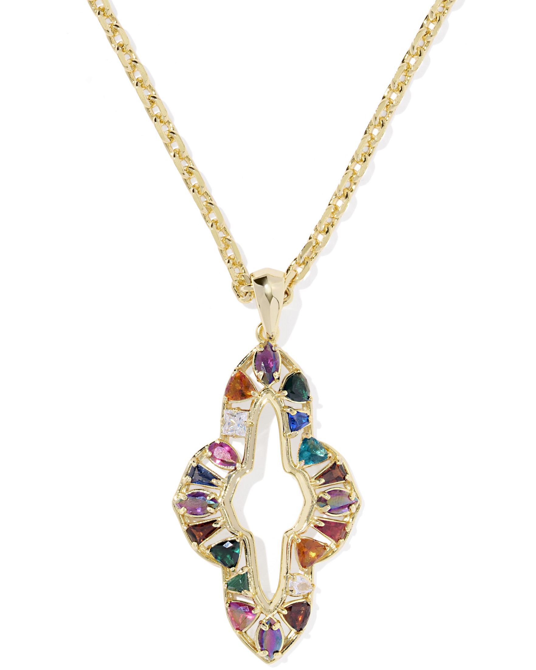 KENDRA SCOTT ABBIE MULTI MIX GOLD TONE LONG PENDANT NECKLACE
