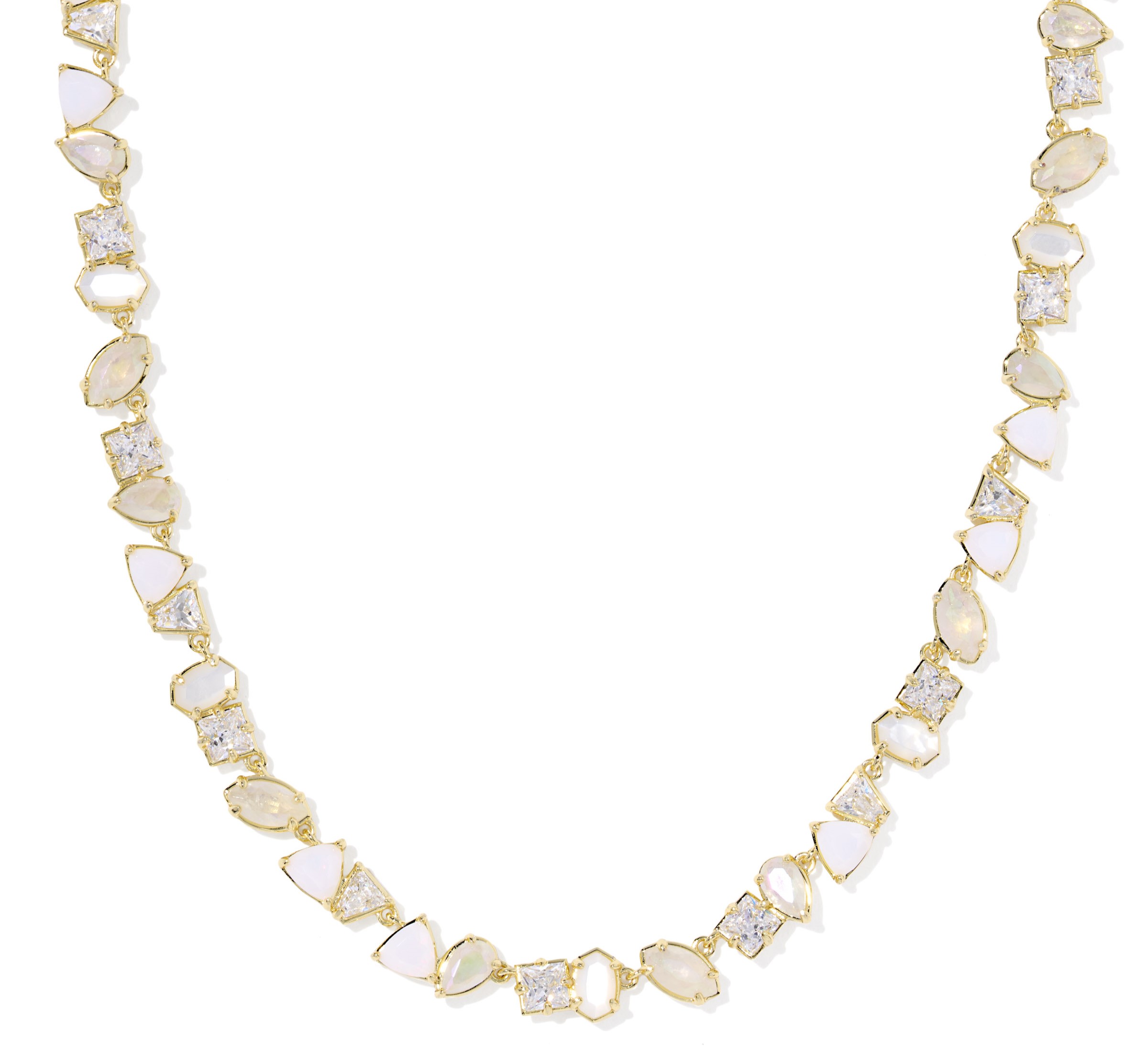 KENDRA SCOTT ISABELLE NEUTRAL MIX GOLD TONE TENNIS NECKLACE