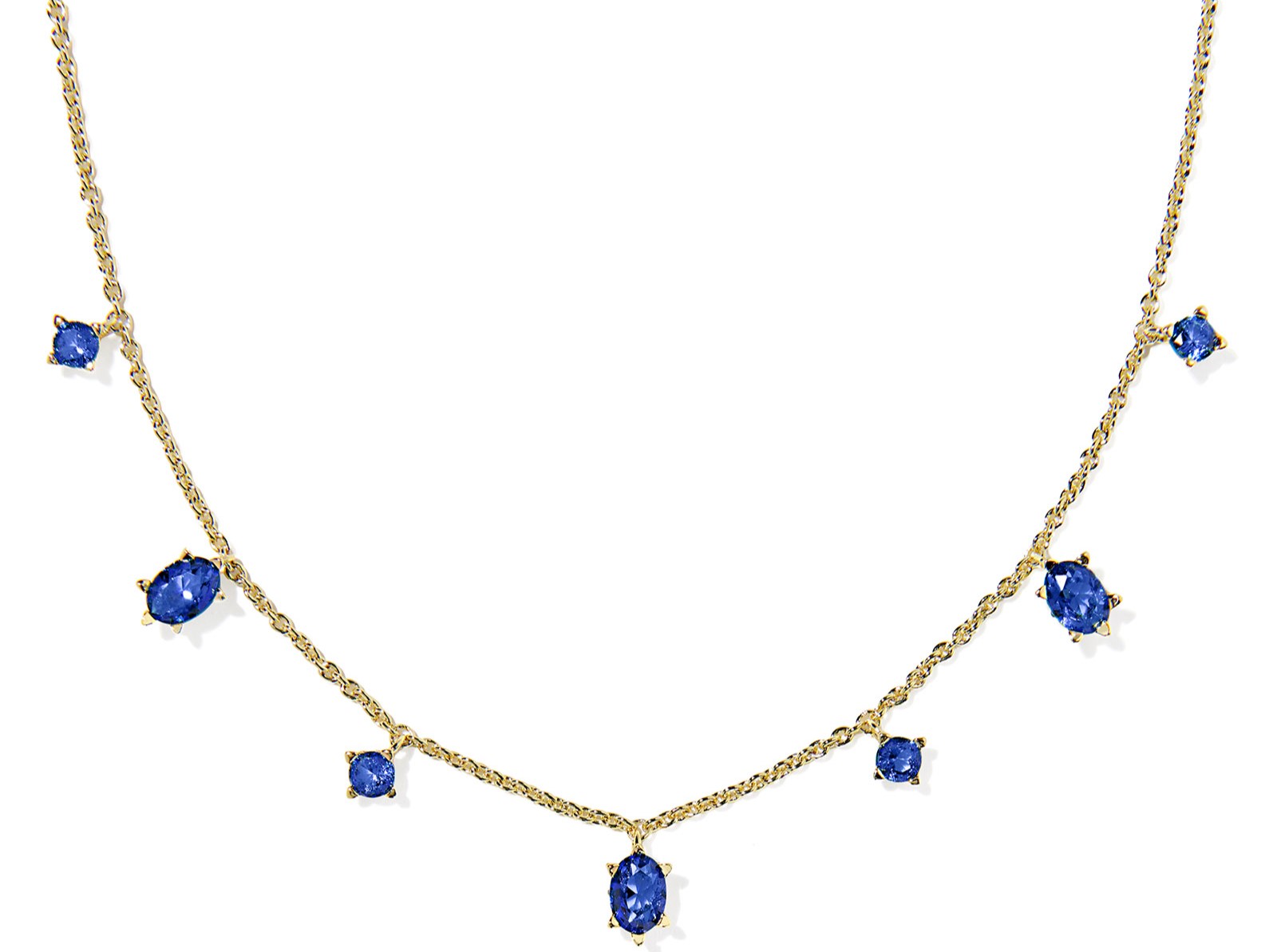 KENDRA SCOTT CAILIN BLUE CRYSTAL GOLD TONE STRAND NECKLACE