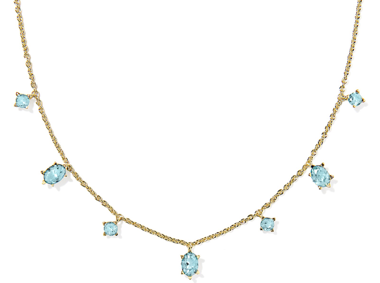KENDRA SCOTT CAILIN AQUA CRYSTAL GOLD TONE STRAND NECKLACE