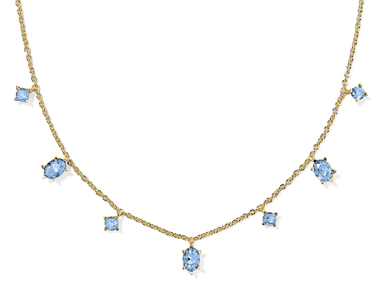 KENDRA SCOTT CAILIN BLUE VIOLET CRYSTAL GOLD TONE STRAND NECKLACE