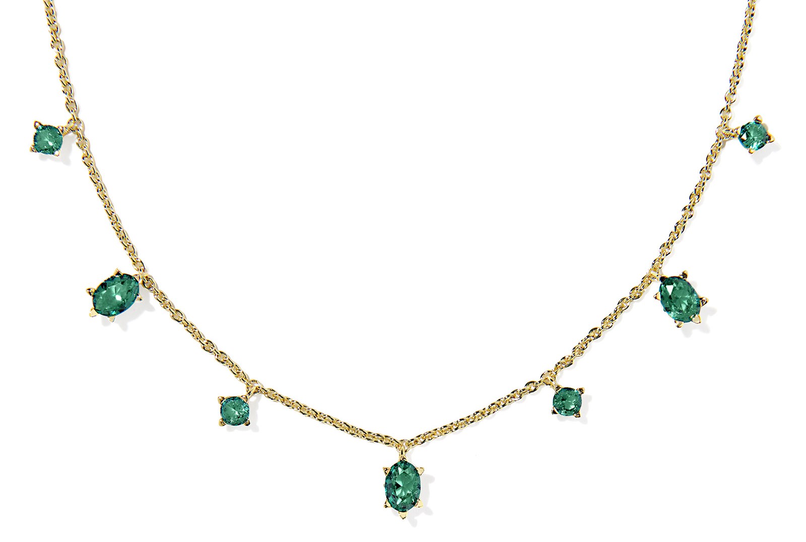 KENDRA SCOTT CAILIN GREEN CRYSTAL GOLD TONE STRAND NECKLACE