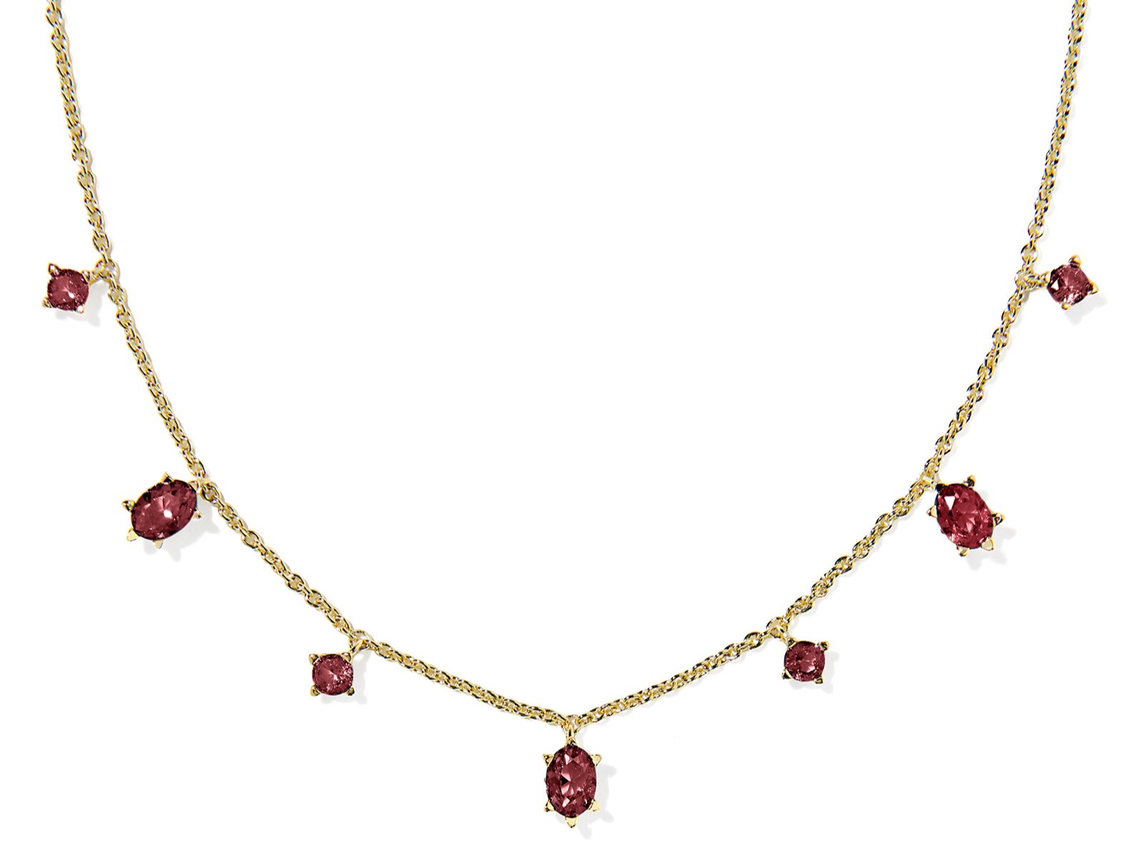 KENDRA SCOTT CAILIN BURGUNDY CRYSTAL GOLD TONE STRAND NECKLACE