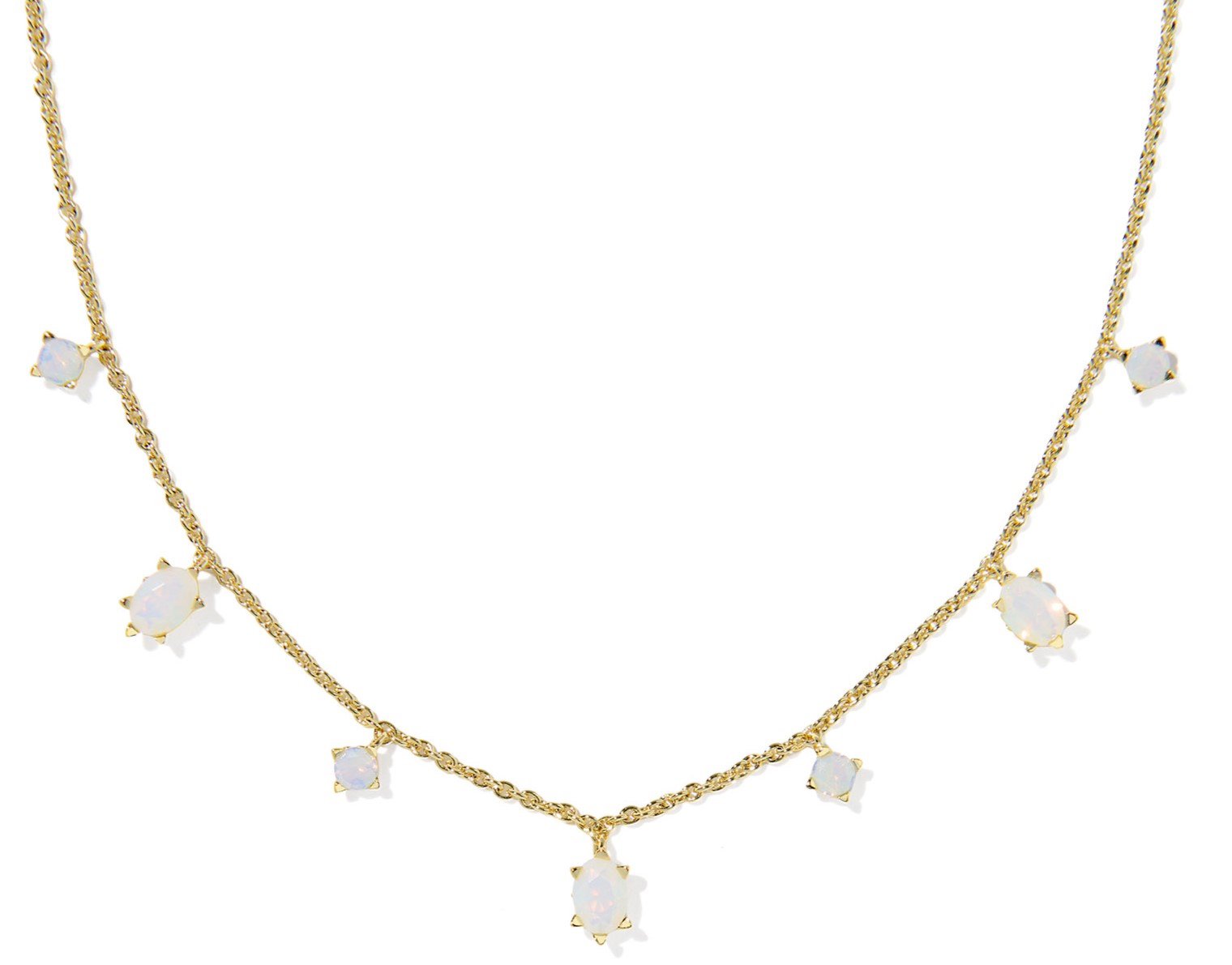 KENDRA SCOTT CAILIN WHITE IRIDESCENT CRYSTAL GOLD TONE STRAND NECKLACE