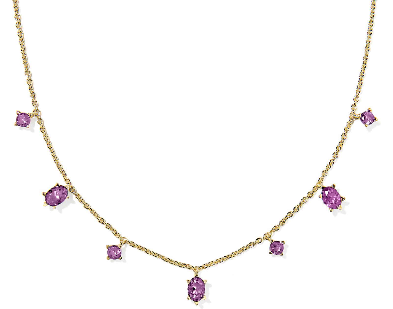 KENDRA SCOTT CAILIN PURPLE CRYSTAL GOLD TONE STRAND NECKLACE