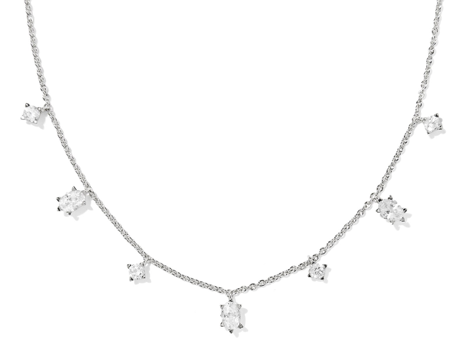 KENDRA SCOTT CAILIN WHITE CZ RHODIUM STRAND NECKLACE