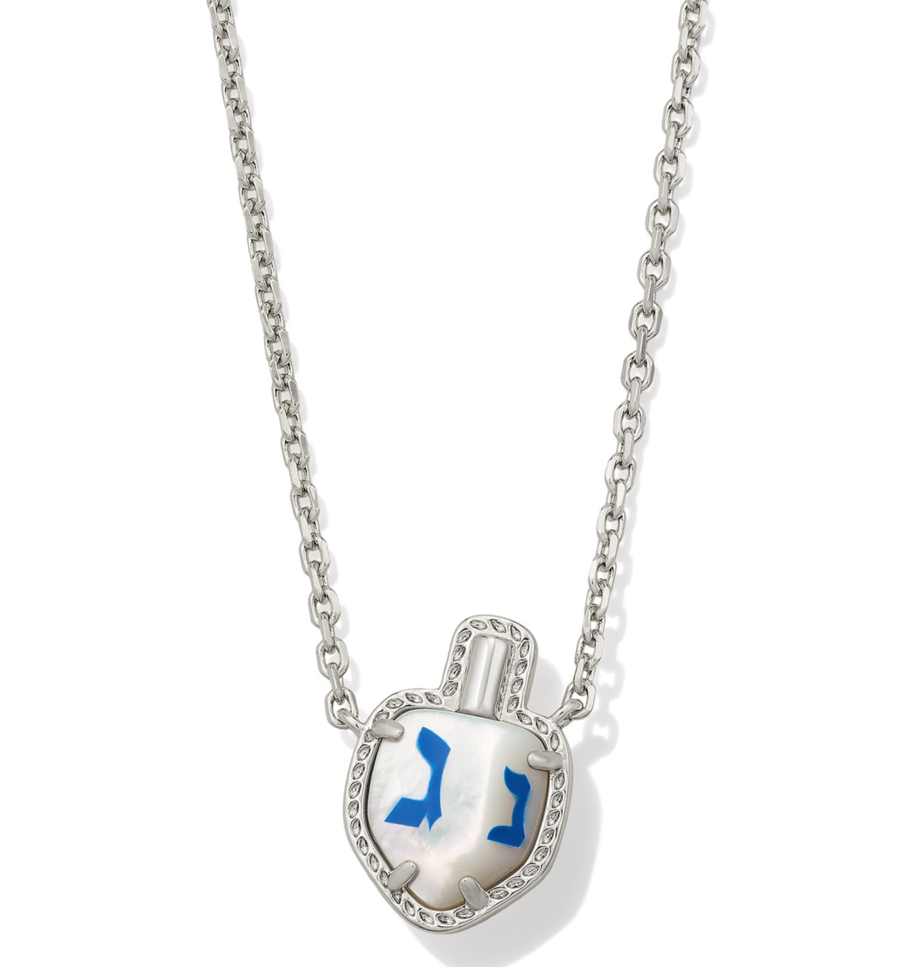 KENDRA SCOTT DREIDEL IVORY MOTHER OF PEARL RHODIUM SHORT PENDANT NECKLACE