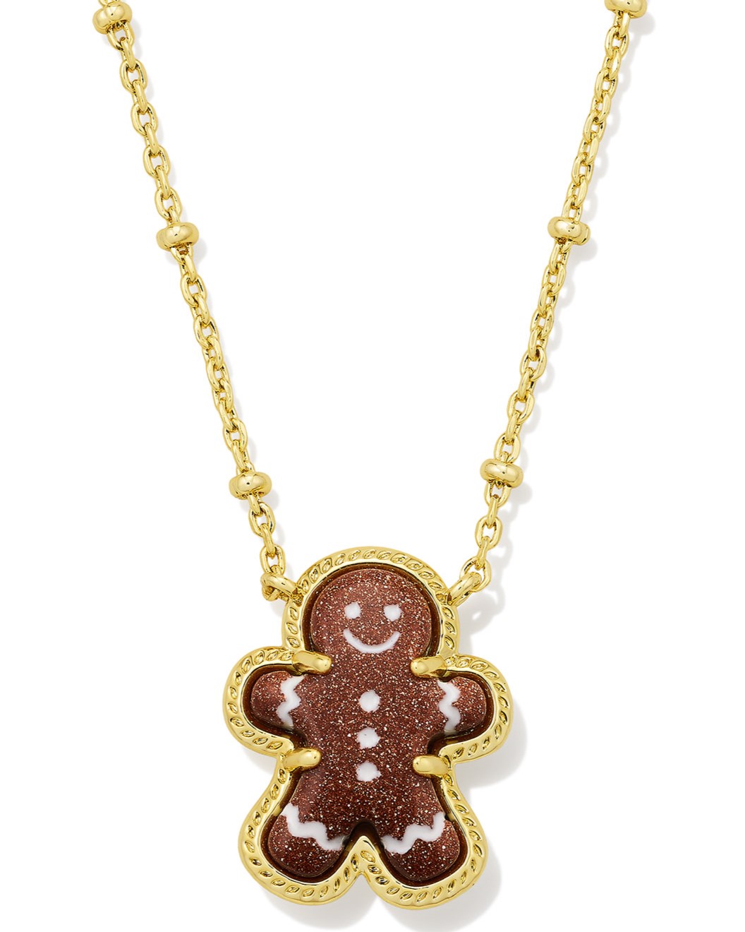 KENDRA SCOTT GINGERBREAD BROWN GOLDSTONE GOLD TONE PENDANT NECKLACE