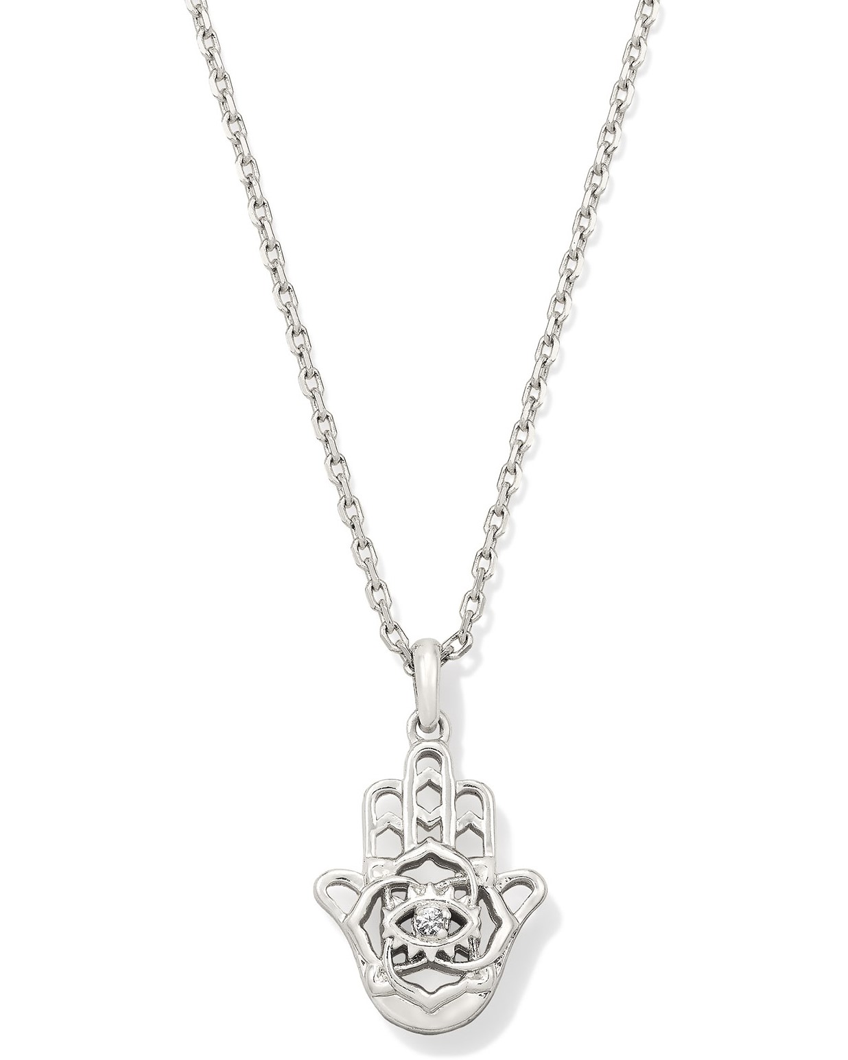 KENDRA SCOTT HAMSA RHODIUM SHORT PENDANT NECKLACE