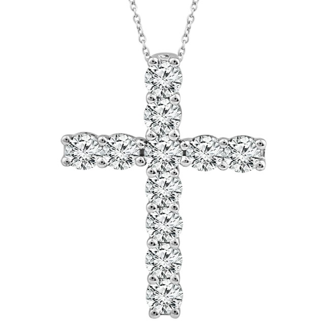 IDEAL ESSENTIALS 1.00CTW DIAMOND CROSS PENDANT/CHAIN CONTAINING: 11 ROUND HEARTS & ARROWS IDEAL CUT DIAMONDS G VS-SI 14KW CHAIN INCLUDED