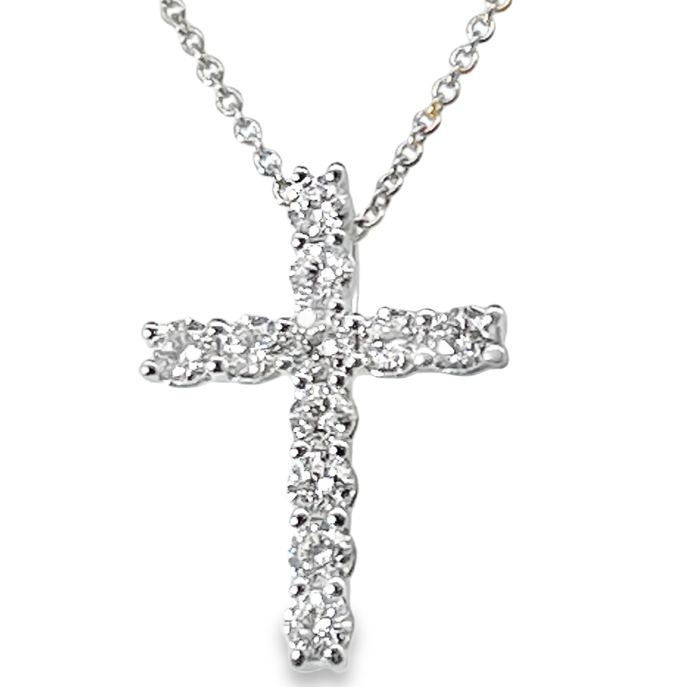 IDEAL ESSENTIALS 1/2CTW DIAMOND CROSS PENDANT/CHAIN CONTAINING: 11 ROUND HEARTS & ARROWS IDEAL CUT DIAMONDS G VS-SI 14KW CHAIN INCLUDED