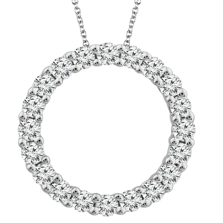 IDEAL ESSENTIALS 1.00CTW DIAMOND CIRCLE PENDANT/CHAIN CONTAINING: 20 ROUND HEARTS & ARROWS IDEAL CUT DIAMONDS G VS-SI 14KW CHAIN INCLUDED