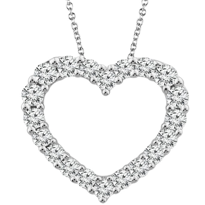 IDEAL ESSENTIALS 1.00CTW DIAMOND HEART PENDANT/CHAIN CONTAINING: 20 ROUND HEARTS & ARROWS IDEAL CUT  DIAMONDS G VS-SI 14KW CHAIN INCLUDED